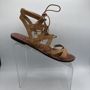Sam Edelman Gemma Gladiator Sandals Size 8.5 Brown Lace-Up Women’s Flats